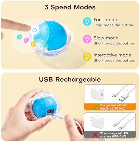 Potaroma Interactive Cat Toys, Fast Rolling Ball in Play Mat, Automatic Motion Activated Moving Ball Hide and Seek Game for Indoor Exercise Kicker, 28 Inch Play Mat