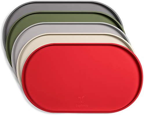 DogBuddy Dog Food Mat - Waterproof Dog Bowl Mat, Silicone Pet Mat for Food and Water Bowls, Nonslip Pet Feeding Mat with Edges, Dogs Food Mats for Floors, Puppy Supplies (Small, Red)