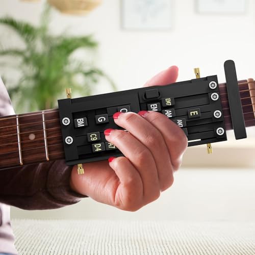 Guitar Chord Presser - Guitar Aid Chord Trainer for Beginners, Guitar Chord Helper Practice Tool with 6 Picks & Capo, Portable Guitar Assisted Learning Tools Kit Accessories for Acoustic Guitars