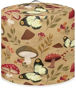 Mushroom Butterfly Pressure Cooker Cover for 8 Quart Instant Pot and Air Fryer Accessories, Stain Resistant Washable Round Protective Cover Electric Appliance Cover with Front Pocket