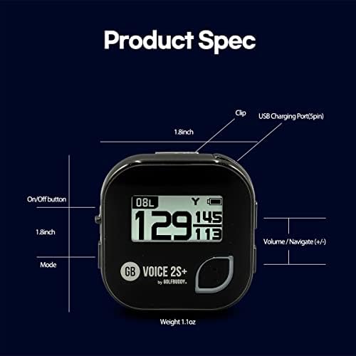 GOLFBUDDY Voice 2S+ Talking GPS Rangefinder, Clip on Hat Golf Navigation, Slope Mode on/Off, 18 Hours Battery Life, Shot Distance Measurement, Preloaded with 40,000 Courses Worldwide (Black)