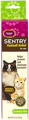 Sentry Hairball Relief for Cats,Malt Flavor,4.4 Ounces and Vet’S Best Cat Hairball Relief Digestive Aid | 60 Chewable Tablets