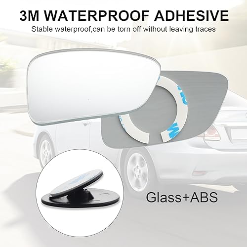 LivTee Blind Spot Car Mirror, HD Glass Frameless Convex Side Mirror Blindspot, Wide Angle Rear View Car Mirrors for Cars SUV Trucks and RVs - Car Accessories