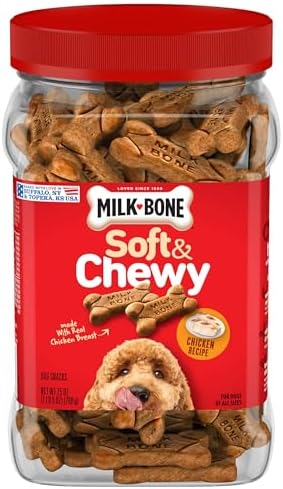 Milk-Bone Soft & Chewy Dog Treats Bundle: Beef & Filet Mignon Recipe, 25 Ounce + Chicken Breast Recipe, 25 Ounce