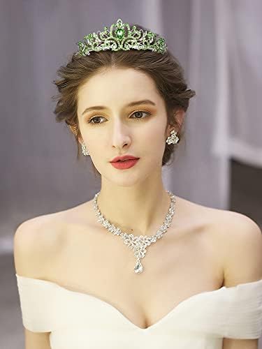 COCIDE Green Tiara and Crowns for Women Crystal Headband Princess Rhinestone with Combs Bride Hairpiece Bridal Wedding Prom Birthday Party Hair Accessories Jewelry for Women and Girls