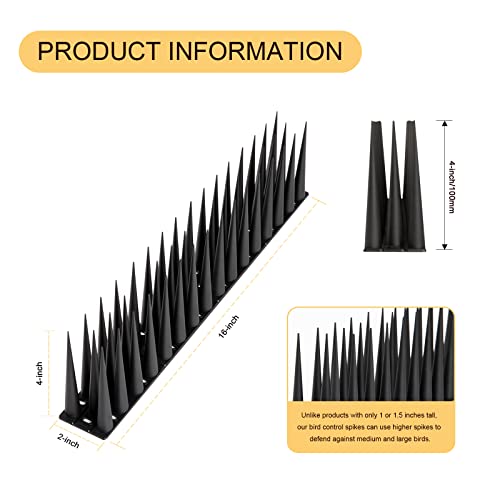 OFFO Bird Spikes Pigeon Outdoor Spikes for Cat Keep Birds Raccoon Woodpecker Off Covers 60 Feet, Black
