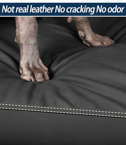 Waterproof Leather Dog Bed Crate Mat, Durable Pet Mattress for Medium Dogs, Wipeable Easy to Clean Black Vinyl Pad