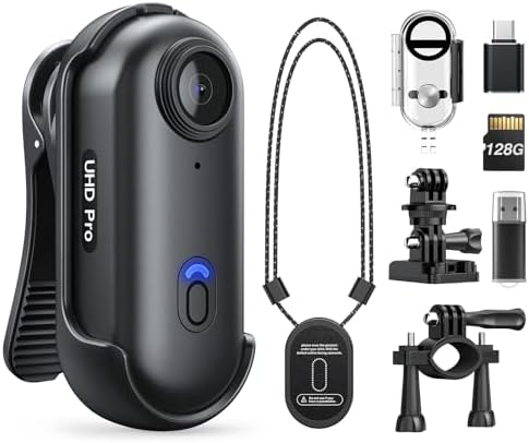 Z10 2K Action Camera, 128GB Wearable Sports Camera with Waterproof Case, Magnetic Clip, and Quick-Mount Accessories, Small Body Camera for Cycling, Diving, Travel, and Outdoor Adventures