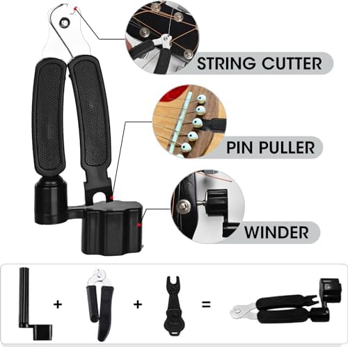 85PCS Guitar Accessories Kit, Include Acoustic Strings,Tuner,Capo,String Winder&Cutter,Picks,Bridge Pins,Nuts & Saddles,Finger Protector,Finger Picks,Fretboard Stickers for Guitar Players
