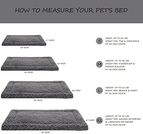 Washable Dog Bed Mat Reversible Dog Crate Pad Soft Fluffy Pet Kennel Beds Dog Sleeping Mattress for Large Jumbo Medium Small Dogs, 41 x 27 Inch, Gray