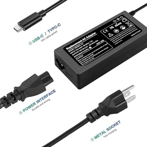 Chromebook Charger 45W Fast USB C Laptop Charger for HP Chrome Lenovo Yoga Thinkpad Acer Dell Latitude Asus Samsung Google Pixel Huawei Matebook Computer Replacement Fits Any Type C Tablets & Phones