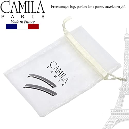 Camila Paris CP3375 French Hair Barrettes Clips for Women, Handmade, Girls Side Slide-in Barrette Clip, Hair Accessories for Women. Strong Hold No Slip Grip Fashion Durable Styling, Made in France