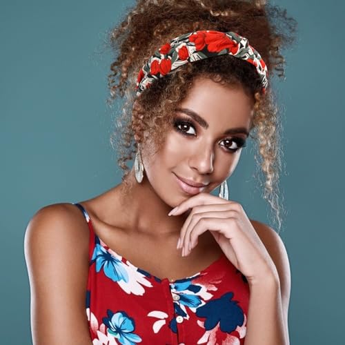 VELSCRUN Headbands for Women Girls 12 Pack Stylish Top Knotted Headbands Flower Headband For Women's Hair Non Slip Women Fashion Head Bands Wide Hairband Mom Sisters Hair Accessories