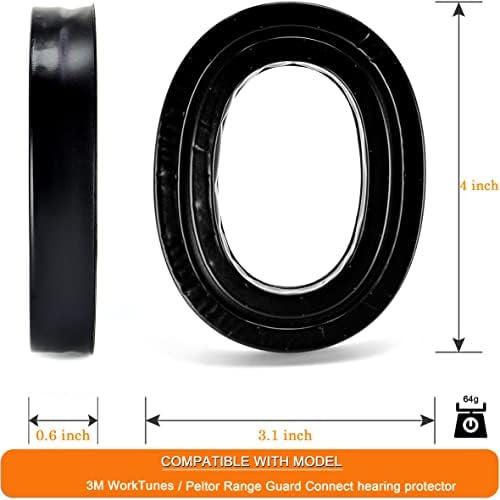 Silicone Gel Instant chill Earpads - defean Replacement Ear Cushion Compatible with 3M WorkTunes(90543, 90544, 90542, 90541)/ Peltor Range Guard Connect Hearing Protector(EM042/033/037 Series)
