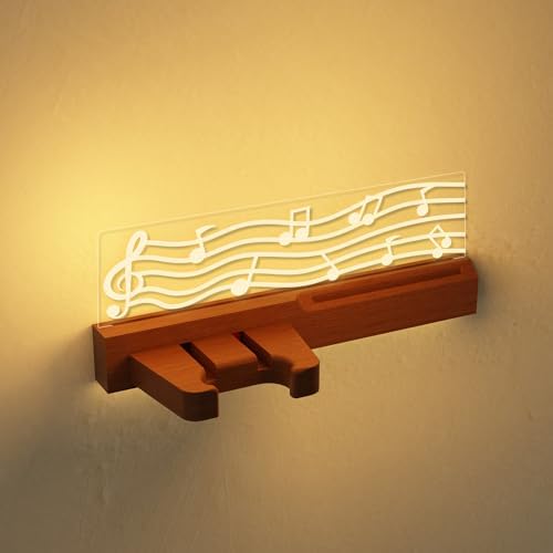 Light Up Guitar Stand Wall Mount, Solid Wood Guitar Hanger Shelf Accessories with Pick Holder, for Acoustic Electric Bass Ukulele Violin, Gift for Men Boyfriend Music Lovers Guitar Players Guitarist