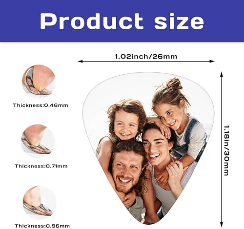 12-180 Pack Custom Guitar Picks Personalized Guitar Picks Add Your Photo Text Logo Customized Guitar Bass Ukulele Accessories Gifts for Men Women (5 Set(60 PCS)One sided printing)