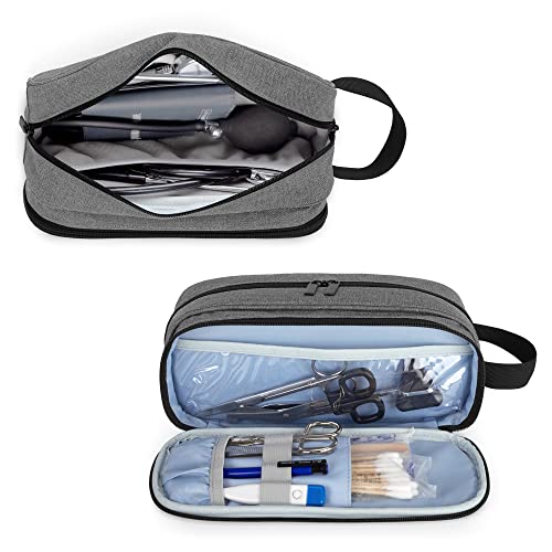 Trunab Stethoscope Carrying Case Hold 2 Stethoscopes or BP Cuffs, Compatible with 3M Littmann/MDF/ADC, Medical Case with Extra Pocket for Nurse Accessories, Essentials for Nurses, Doctors, Grey