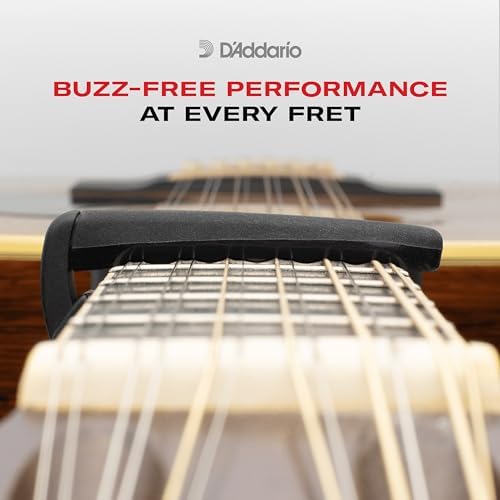 D'Addario Accessories NS Banjo Capo, Mandolin Capo - For 4 or 5 String Banjos and Mandolins - Micrometer Tension Adjustment for Buzz-Free, In-Tune Performance - Black
