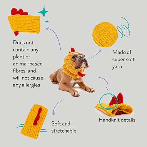Zoo Snoods Rooster Costume - Knit Chicken Dog Snood Ear Wrap for Pets, Warm Neck Cover for Halloween and Winter (Small)