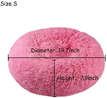 BODISEINT Modern Soft Plush Round Pet Bed for Cats or Small Dogs, Mini Medium Sized Dog Cat Bed Self Warming Autumn Winter Indoor Snooze Sleeping Cozy Kitty Teddy Kennel (20'' D x 8'' H, Hot Pink)