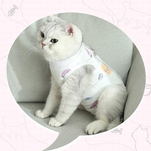 2 PCS Cat Recovery Suit for Spay Abdominal Wounds Cat Onesie for Cats After Surgery Recovery Suit Female Breathable E-Collar Alternative Kitten Onesie Anti Licking (Medium)