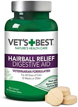 Sentry Hairball Relief for Cats,Malt Flavor,4.4 Ounces and Vet’S Best Cat Hairball Relief Digestive Aid | 60 Chewable Tablets