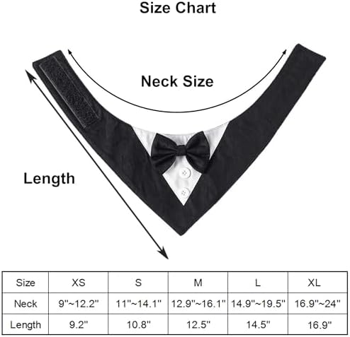 ADOGGYGO Formal Dog Tuxedo, Wedding Dog Bandana Collar with Bowtie, Adjustable Puppy Birthday Wedding Tux Outfit for Small Dogs Pets (S, Black)