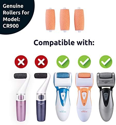 Own Harmony Extra Coarse 3 Refill Rollers Best Fit for Electric Callus Remover CR900 - Foot Care for Healthy Feet - Pedicure File Tools - Replacement 3 Pack Extra Coarse (Peach)