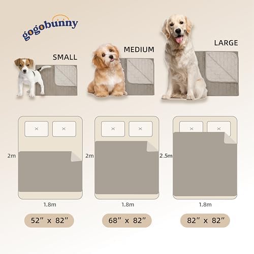 gogobunny 100% Double Sided Waterproof Dog Blanket Soft Pet Bed Cover Reversible Protect Furniture Couch Sofa Car for Puppy Large Dog Cat (Dark Stone/Light Stone, 82x102 Inch (Pack of 1))