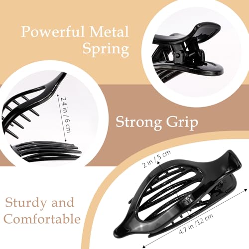 Flat Hair Clips for Women Lay Flat Hair Claw Clips for Thin Thick Hair 3Pcs French Concord Hair Clips Large Hair Clips Neutral Jaw Clips Hair Clamps Hair Accessories White Brown Black