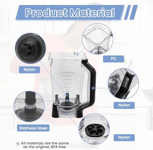 Replacement Pitcher 72 oz XL Compatible with Ninja Blender (New Model) BL610, 72oz Crushing Pitchers Replacement for Ninja BL710WM BL710WMC CO610B CO650B CT610
