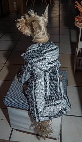 Mexican Dog Poncho Doggo Hoodie Baja Ponchos Blanket for Dogs Costume Pup Crew Pajamas Chihuahua Sweater Clothes from Small, Medium to Big Dog Made in Mexico with Recycled Fabric (4, Gray)
