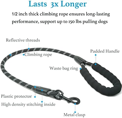 iYoShop Dual Dog Leash, 360 Swivel No Tangle Walking Leash, Shock Absorbing Bungee for Two Dogs, Black, Medium (8-35 lbs)
