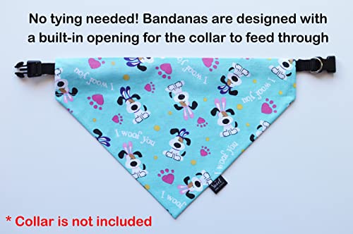 Easter over the collar dog bandana, pastel color spring no tie slip on pet neckerchief (Easter I woof you, X-Small)