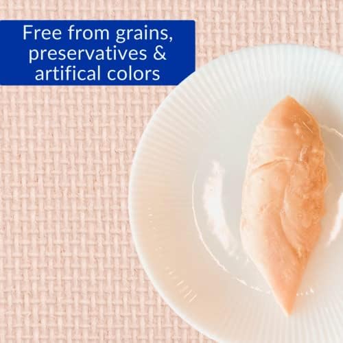INABA Premium Hand-Cut Grilled Chicken Fillet Cat Treats/Topper with Vitamin E and Green Tea Extract, 0.9 Ounces Each, Pack of 6, Shrimp Broth