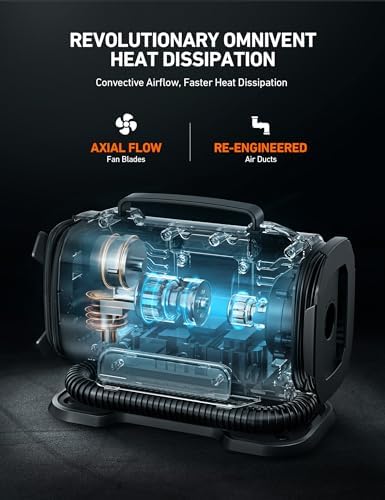 AstroAI Tire Inflator Portable Air Compressor Pump 150PSI 12V DC/110V AC with Dual Metal Motors &LED Light, Automotive Car Accessories&Two mode for car, bicycle tires and air mattresses, Yellow