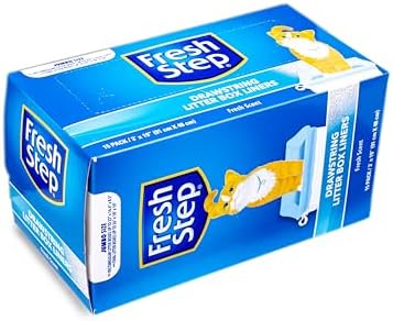 Fresh Step Drawstring Cat Litter Box Liners, Fresh Scent, Size Jumbo, 36" x 19" | Kitty Litter Bags - 15 Count - Cat Litter Liners for Rectangle or Oval Large Litterboxes