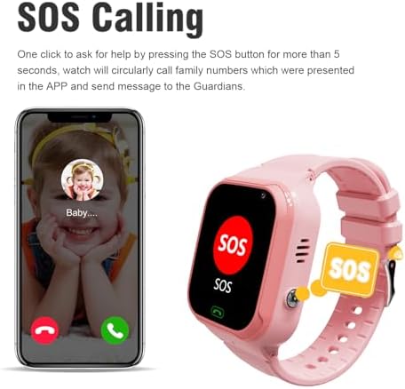 4G Kids Smart Watch - Boys Girls GPS Tracker Kids Smartwatches Phone Watch Video Call SOS Alarm Voice Chat and Touch Screen Game Real Time Tracking Smartwatch for Age 3-12 (Pink)