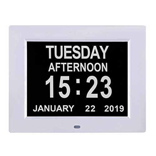 TMC [Newest Version Digital Day Calendar Clock -Extra Large Date Day Time of Week Clock with 12 Alarm Options for Seniors, Elderly, Dementia, Alzheimer (8-inch)