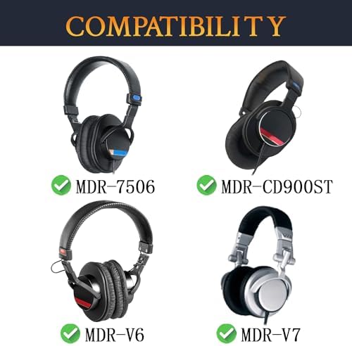 SOULWIT Earpads Replacement for Sony MDR-7506 MDR-V6 MDR-V7 MDR-CD900ST Monitor Headphones, Ear Pads Cushions with Softer High-Density Foam - 7506 PL Black