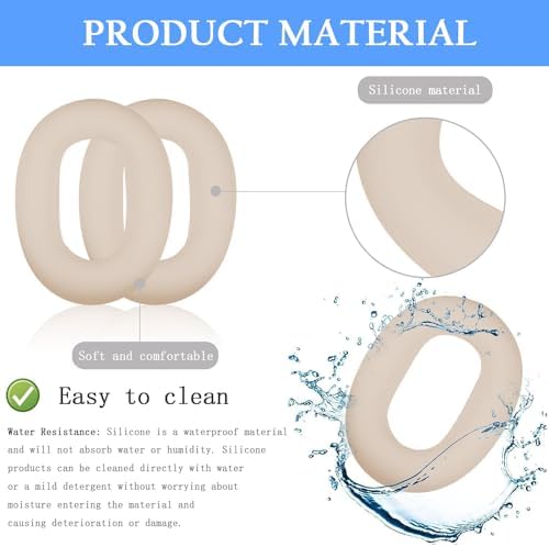 Adhiper 3 Set Case Cover for Sony WH-1000XM5 Headphones,Embody EarPad Cover/Ear Cover/Headband Cover/Headband Cushion Protector,Sweat Proof Soft Silicone Headphones Accessories(Off White)