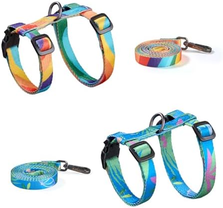 Cat Harness and Leash Set - Escape Proof Adjustable Cat Harness, Comfortable Soft Lightweight, Use Safe & Easy, Walking Travel Kitten Harness for Small Medium Large Cats (Yellow & Green)