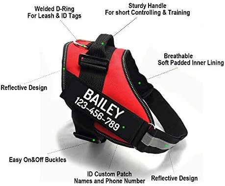PawPawify Custom No Pull Dog Harness with Name and Phone Number, Heavy Duty Personalized Pet Vest to Prevent Tugging, Pulling, or Choking, Training and Walking (Black, S (10-19LBS))