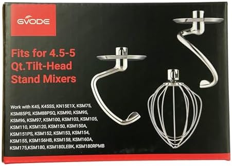 GVODE Stainless Steel Spiral Dough Hook for KitchenAid Stand Mixer, Bread Hook Attachment Fits 4.5-5 QT Mixing Bowl for Tilt-Head Stand Mixers, For KitchenAid Stand Mixer Accessories, Dishwasher Safe
