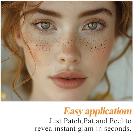 Makeup Patches - Rose Gold - 12 Count Face Glitter Makeup Speckles - Glitter Freckles - Face Glitter Speckles Patches - Cute Glitter Makeup Accessories for Women - Cosmetic Glitter for Face