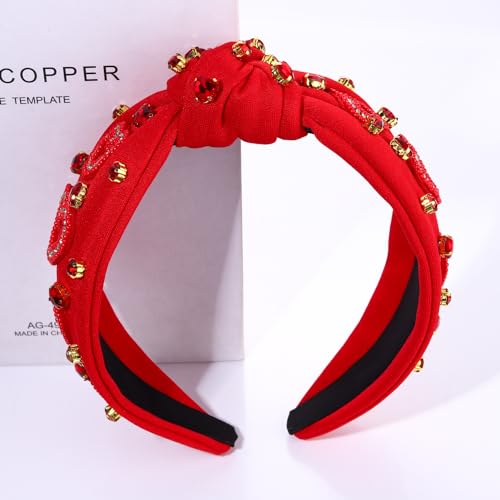 MOLOCH Pink Heart Headband for Women Rhinestone Conversation Love Heart Headbands Crystal Knotted Bejeweled Wide Velvet Fashion Hairband Valentines Day Country Concert Hair Accessories