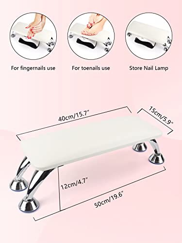 Big Arm Rest for Nails Cushion, Microfiber Leather Hand Rest for Nails Tech, Hand Rest Pillow for Nails Toenails, Detachable Nail Art Accessories Tool for Nails Tech (White)