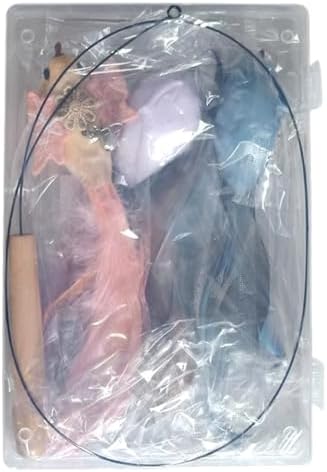 Interactive Cat Toys for Indoor Cats - 35'' Steel Wire and 6PCS Feather Bird Refills,Teaser Toy,Cat Wand Toy,Feathers & Bells, Realistic Bird Impression (7 PCS)
