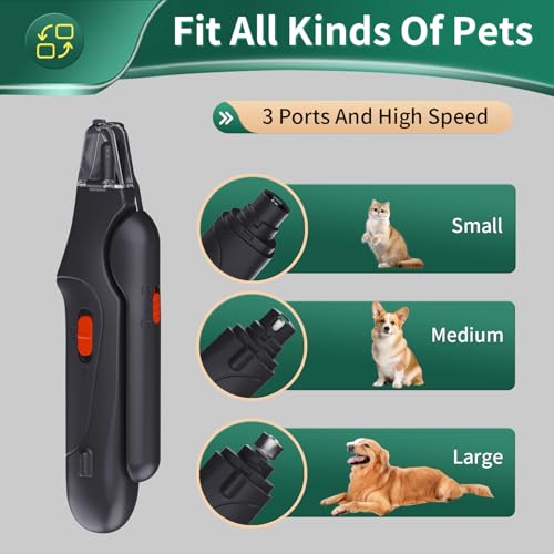 2-in-1 Dog Nail Grinder & Dog Nail Clippers Trimmers for Large Medium Small Dogs Cats Pets Claw Trimmer Quick Sensor and Safety Guard USB Rechargeable with 2 LED Lights (Black)