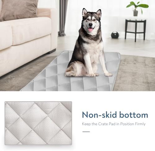 Dog Crate Pad 2 Pack (36" x 23"), Soft Dog Crate Mat with Anti-Slip Bottom, Machine Washable Kennel Pad, Crate Pads for Dog Cages, Dog Bed for Crate, Fits 36 Inch Dog Crate, Grey